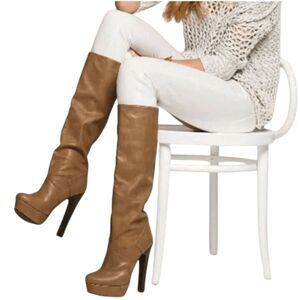 COLIN STUART Tall Brown Heeled Knee High Boots Size 8.5B